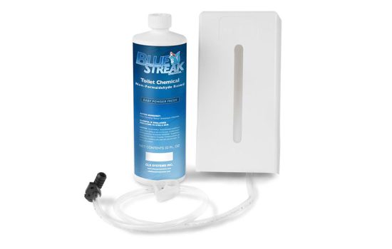bluestreak-dispenser-1-bottle-1 blue streak dispenser and 1 bottle
